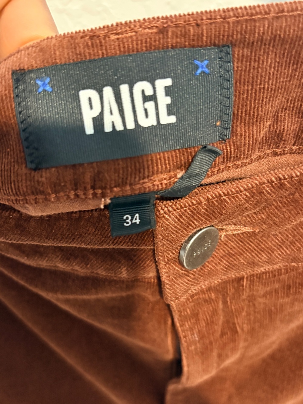 PAIGE Chestnut Brown Corduroy Pants - Picture 2 of 3